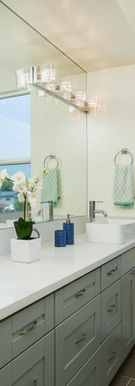 beautiful bathroom remodel custom glass vanity install back splash subway time contractor