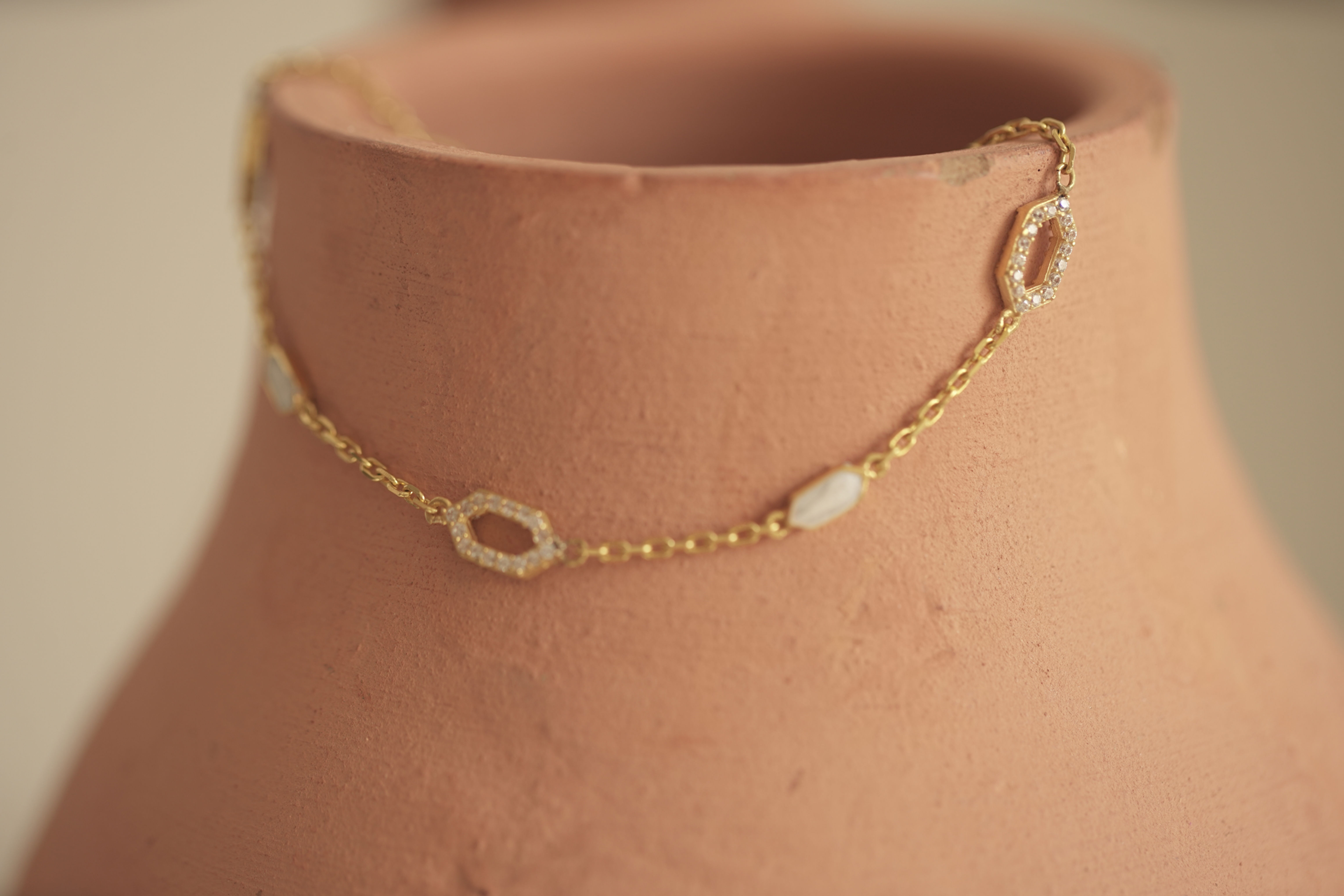 Hexagon Mina and Zircon Bracelet