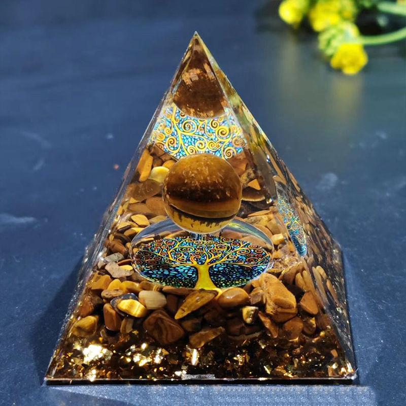 Thumbnail: Spiritual Meditation Healing Resin Natural Crystal Chips Amethyst Sphere Pyramid