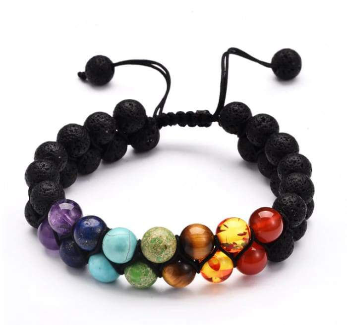 7 Chakra and Lava Stone Double Braided Bracelet