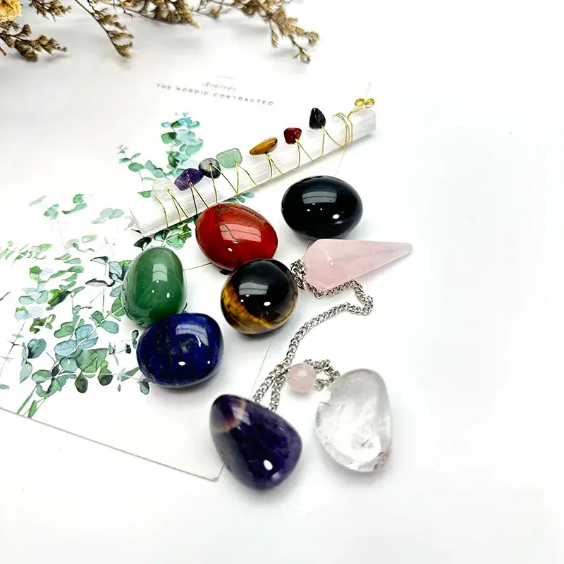Thumbnail: Selenite Wand Chakra Tumbled Stones Crystal Box Set