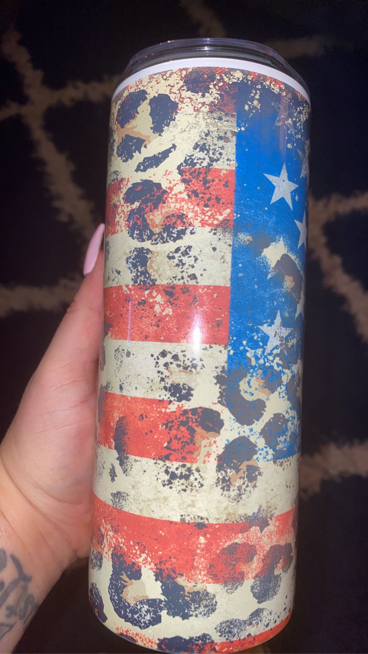 Cheetah American Flag Tumbler