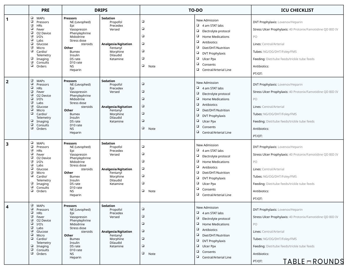 Table Rounds template preview