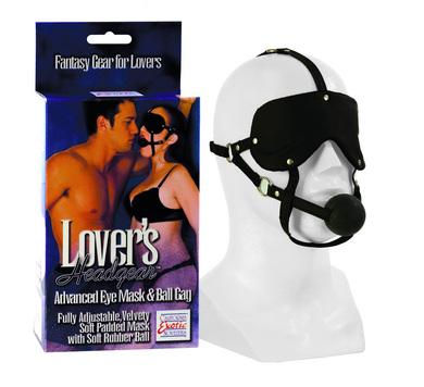 Lover's Headgear Advanced Eye Masks & Ball Gag - Black
