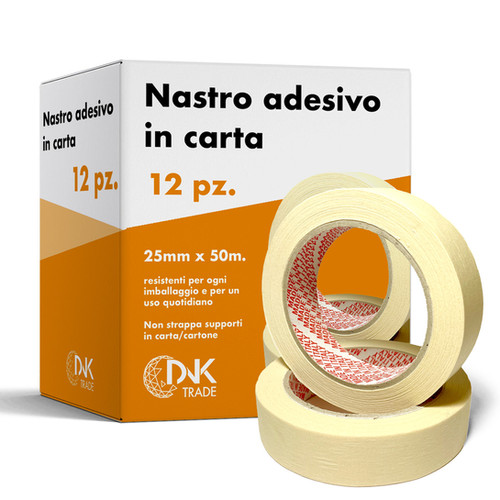 Nastro Da Imbianchini DNK TRADE - 12 Rotoli Da 25mm X 50m | Carta Gommata Professionale Per Pittura E Mascheratura - Foto 8