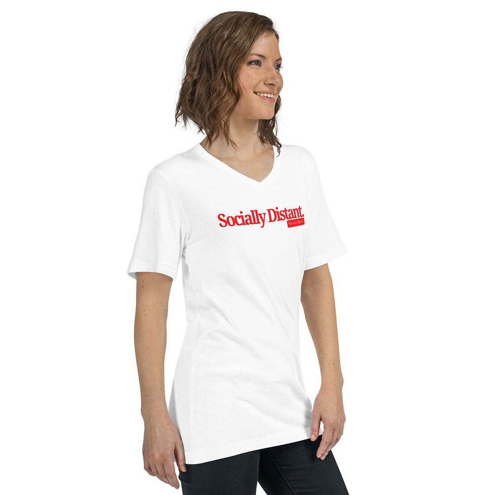 Thumbnail: Socially Distant RED Unisex Short Sleeve V-Neck T-Shirt