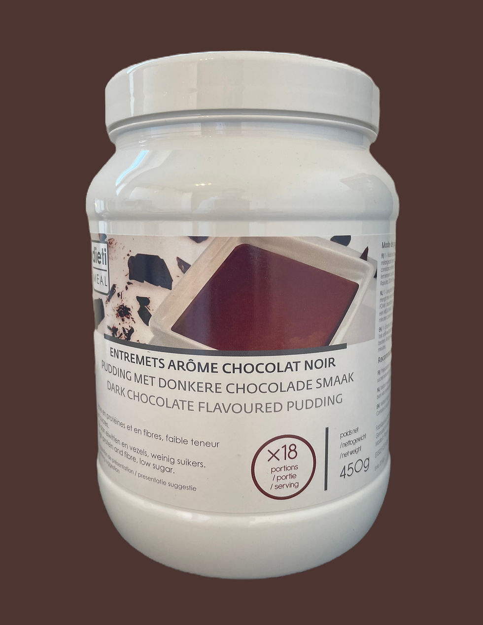 Miniature : Dietimeal Pot Dieet pudding pure chocolade heel laag in koolhydraten voor proteïnedieet