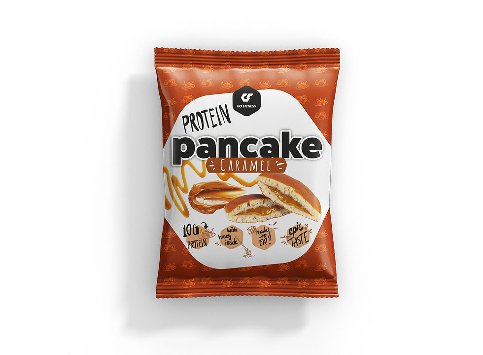 Thumbnail: Go FItness Protein Pancakes, heerlijk met caramel gevulde proteine pannenkoek