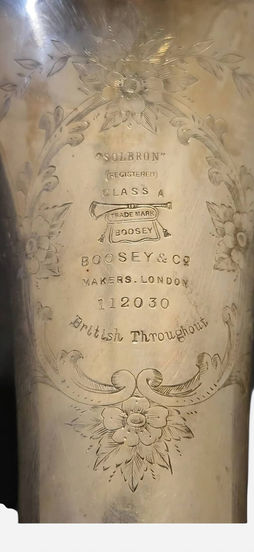 Boosey & Co. Solbron Tenor Horn (1921) bell inscription