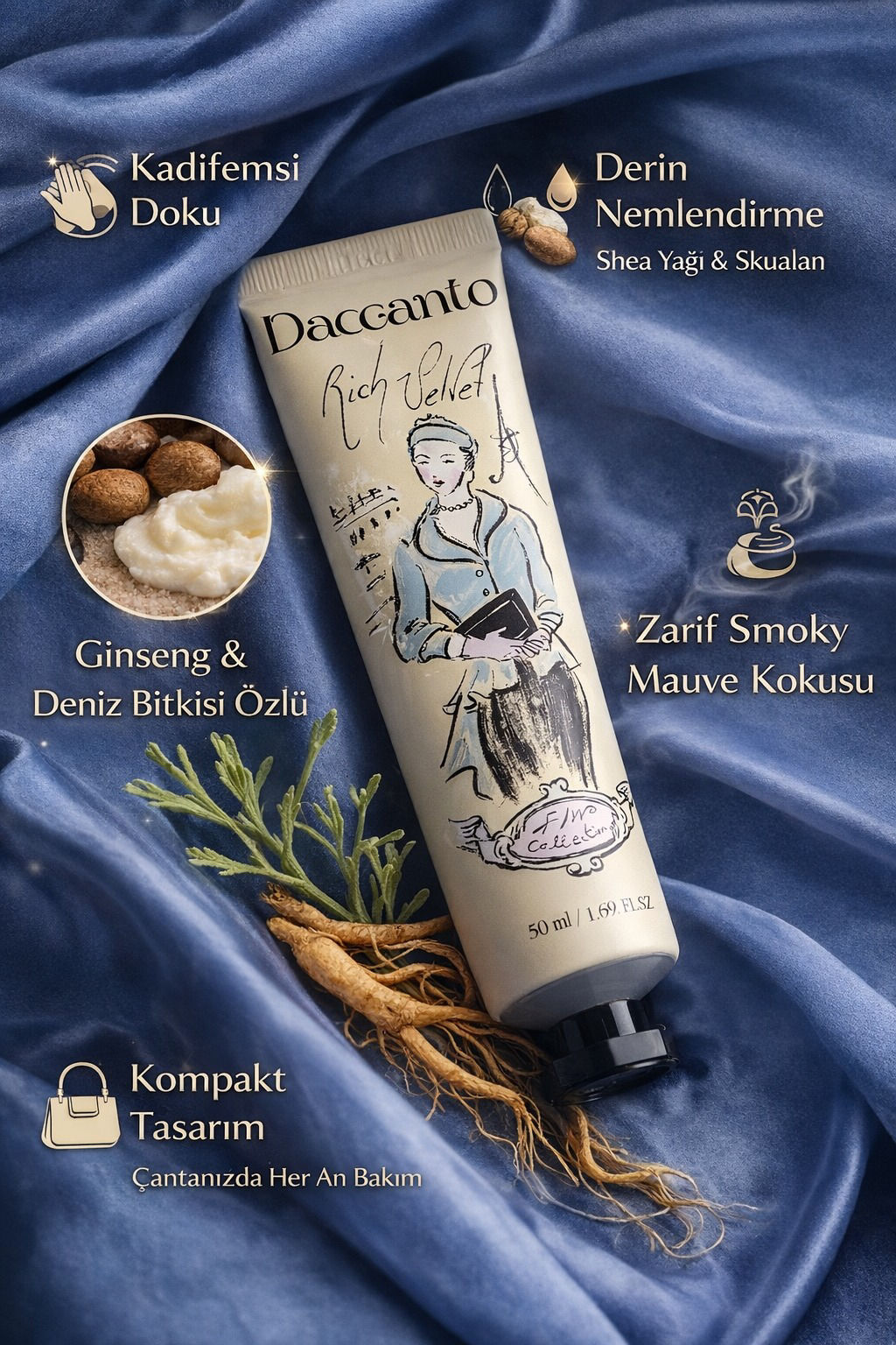 DACCANTO Rich Velvet texture hand cream Smoky Mauve