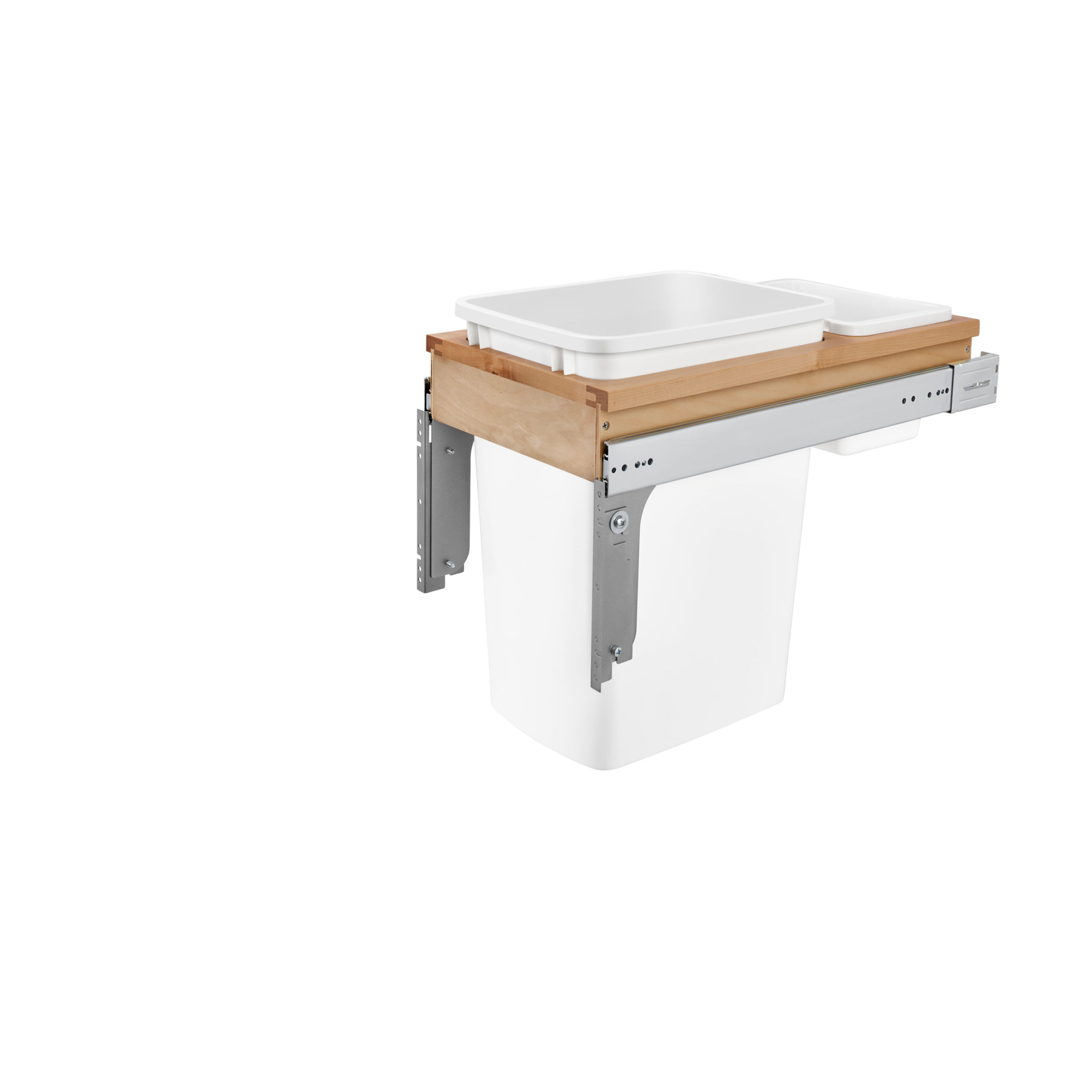 Wood Top Mount Pull Out Double Trash/Waste Container