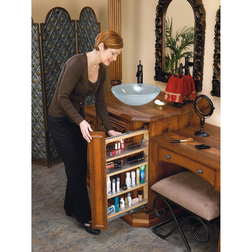 Thumbnail: Wood Vanity Base Filler Pull Out Organizer for New Vanity