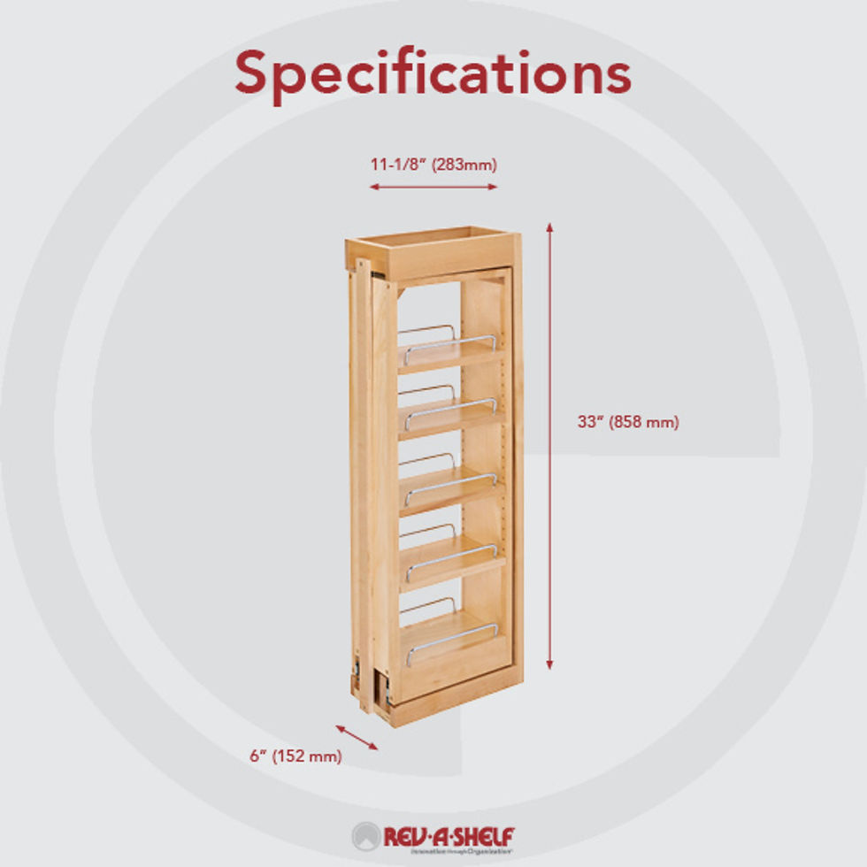Thumbnail: Wood Wall Filler Pull Out for 33" H New Kitchen Applications