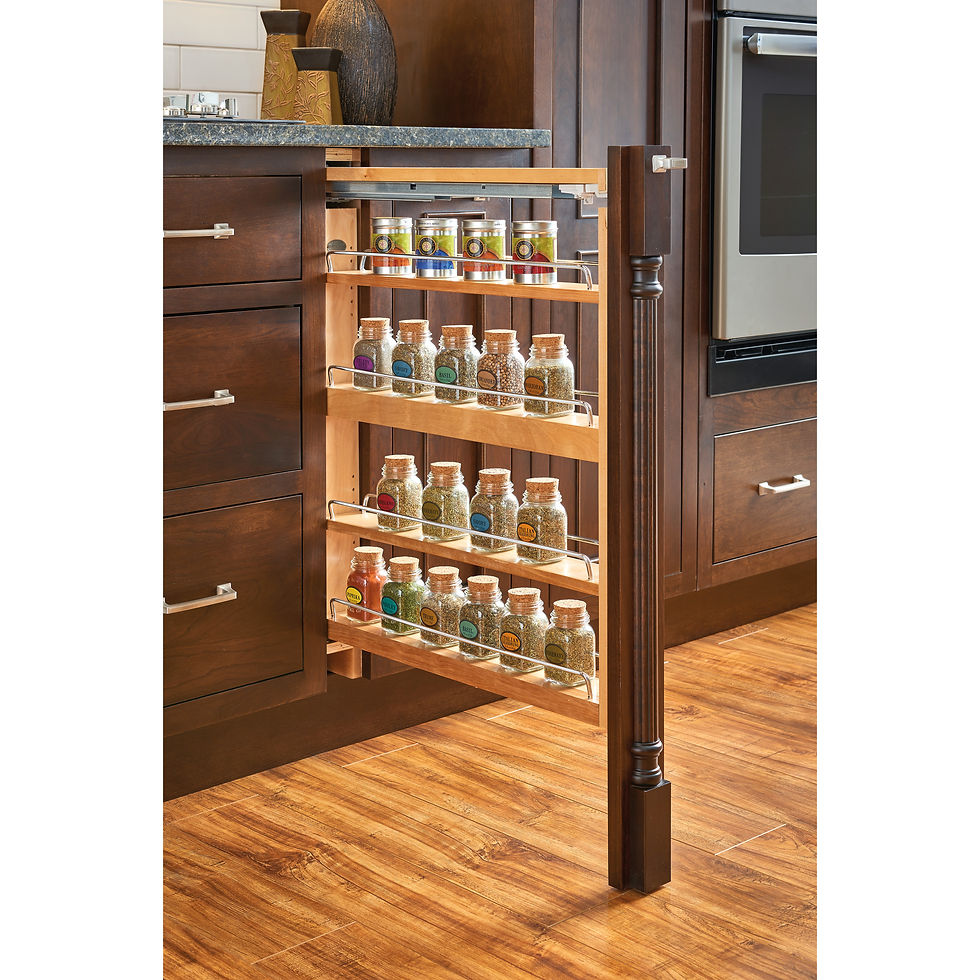 Thumbnail: Wood Base Filler Pull Out Organizer for New Kitchen Applications w/Soft Close