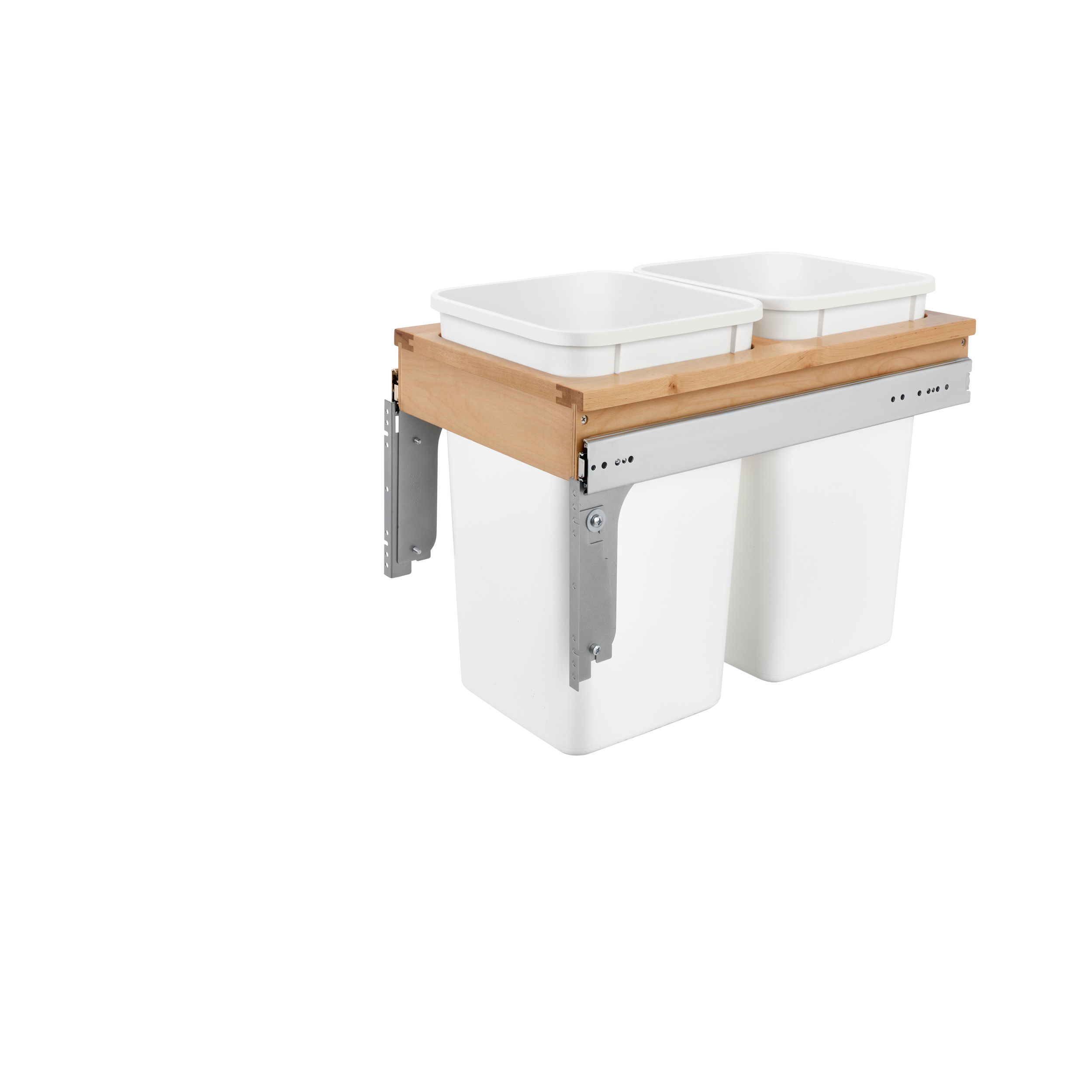 Wood Top Mount Pull Out Double Trash/Waste Containers