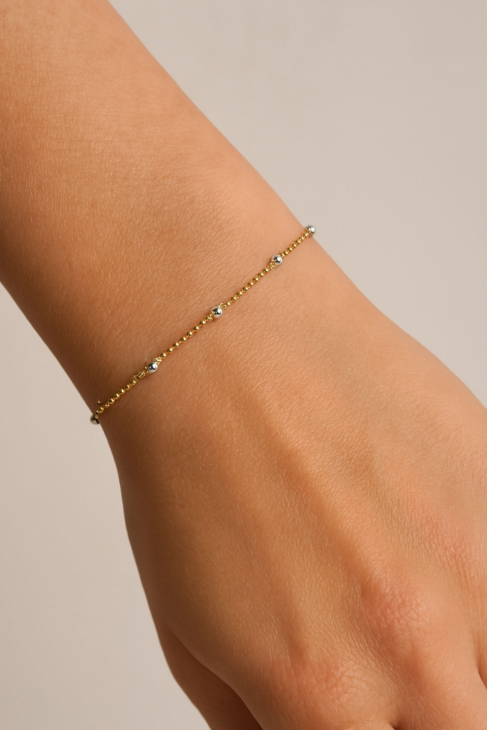 Thumbnail: 7" Gold-Plated Sterling Silver Ball Diamond Cut Bracelet