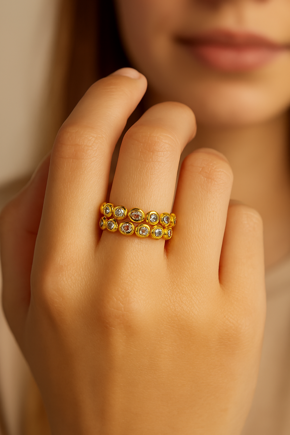 Thumbnail: Size 7 Bubble Outline Bezel Ring Set