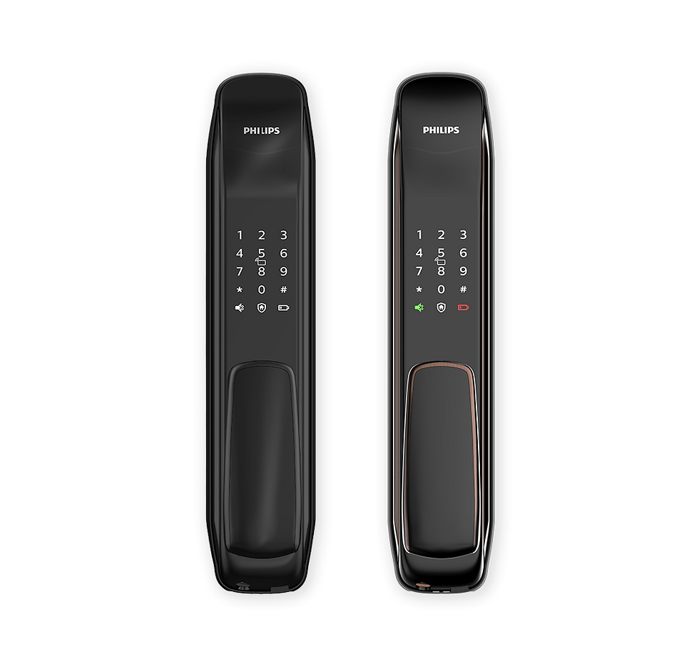 Thumbnail: Two digital door locks displaying numbers and lights, against a black background.