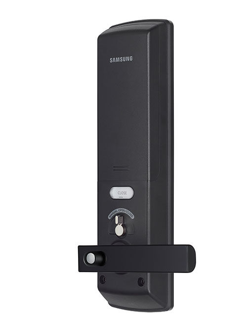 Thumbnail: Black door lock featuring a handle and keyhole, secure home entrance solution.