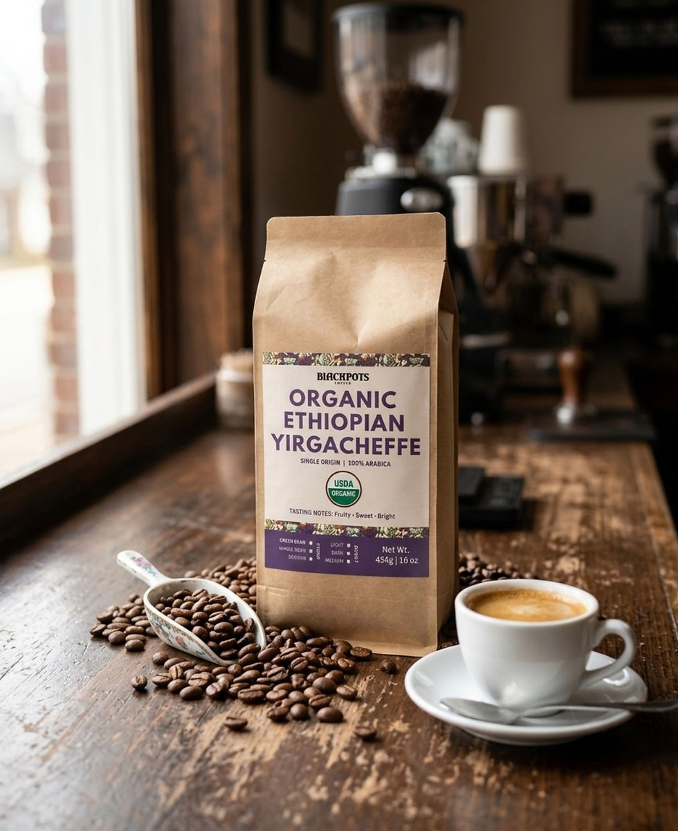 Thumbnail: CERTIFIED ORGANIC YIRGACHEFFE MEDIUM ROAST WHOLE BEAN COFFEE