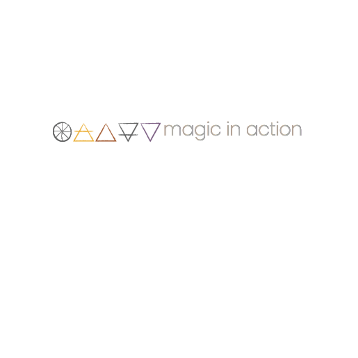 Text logo on black background. Elemental symbols and "magic in action" above "ITBC," followed by "I'M THE BEAUTIFUL CHANGE" in white.