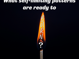 A lit match on a black background with bold white text and the words "What self-limiting patterns are ready to burn?" And at the bottom "@ITBC_MagicInAction