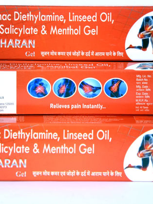 Dard Haran Gel 30g – Pain relief gel with Diclofenac, Linseed Oil, Methyl Salicylate, and Menthol for muscle and joint pain.