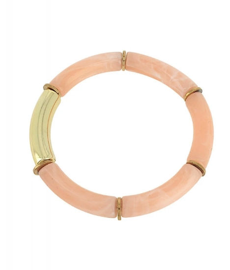 Bracelet élastique femme en résine couleur nude