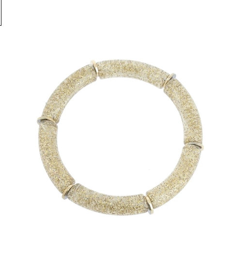 Bracelet élastique femme en résine couleur doré