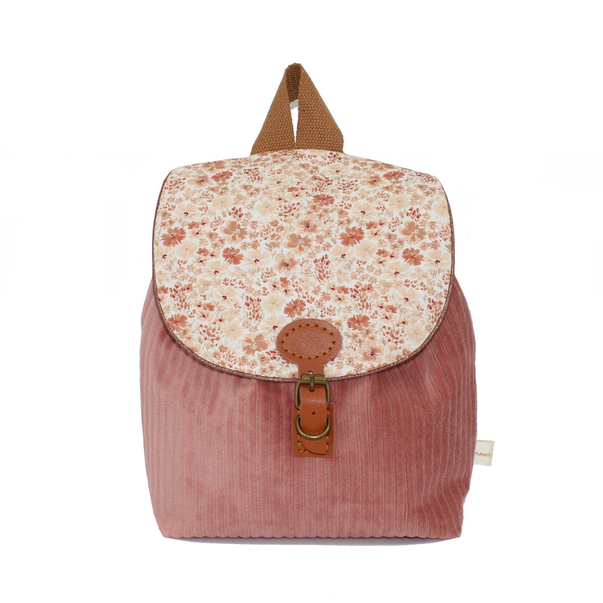 Sac à dos pour bébé en velours rose Mandarine