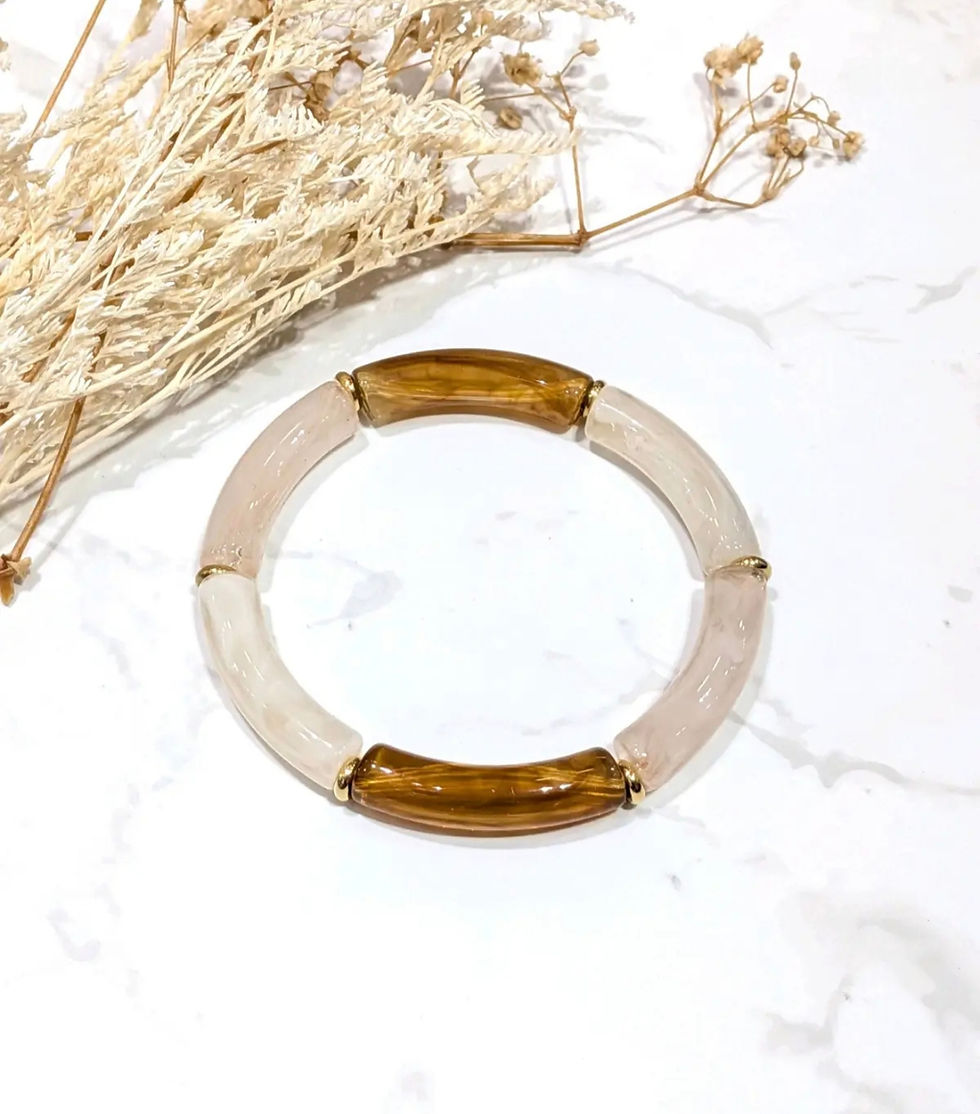 Bracelet jonc femme camel et ivoire