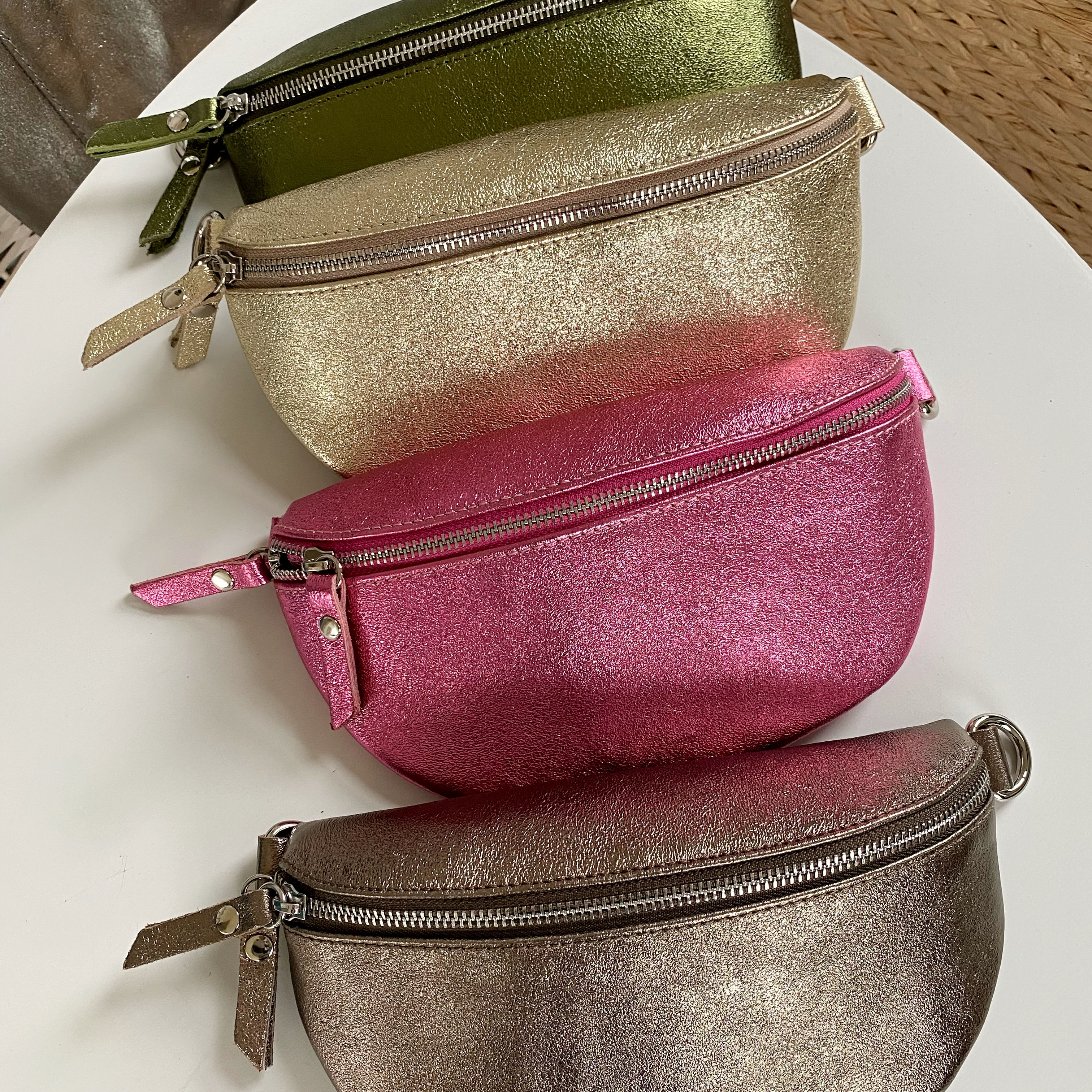 Sac banane cuir métallisé