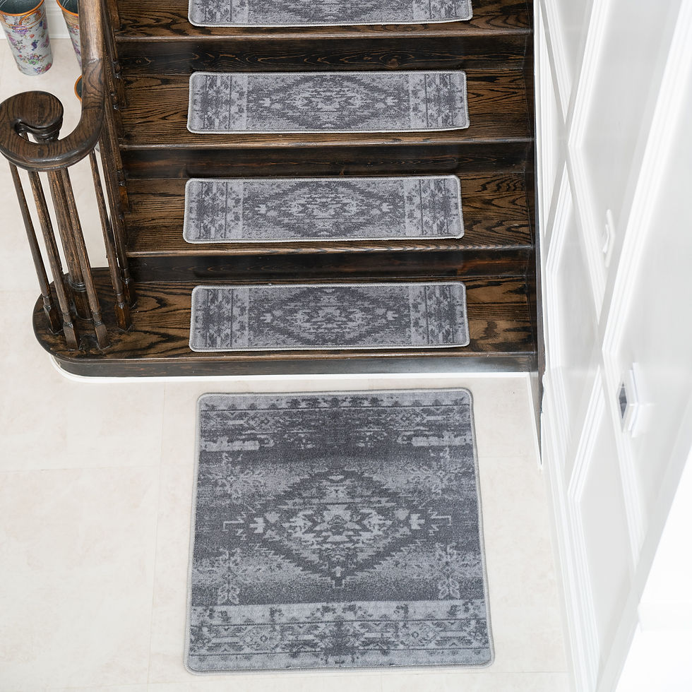 Thumbnail: Stair Treads,  Latex Non Slip, Printed, 13(9"x32") + 1(31"x31"), Ashen