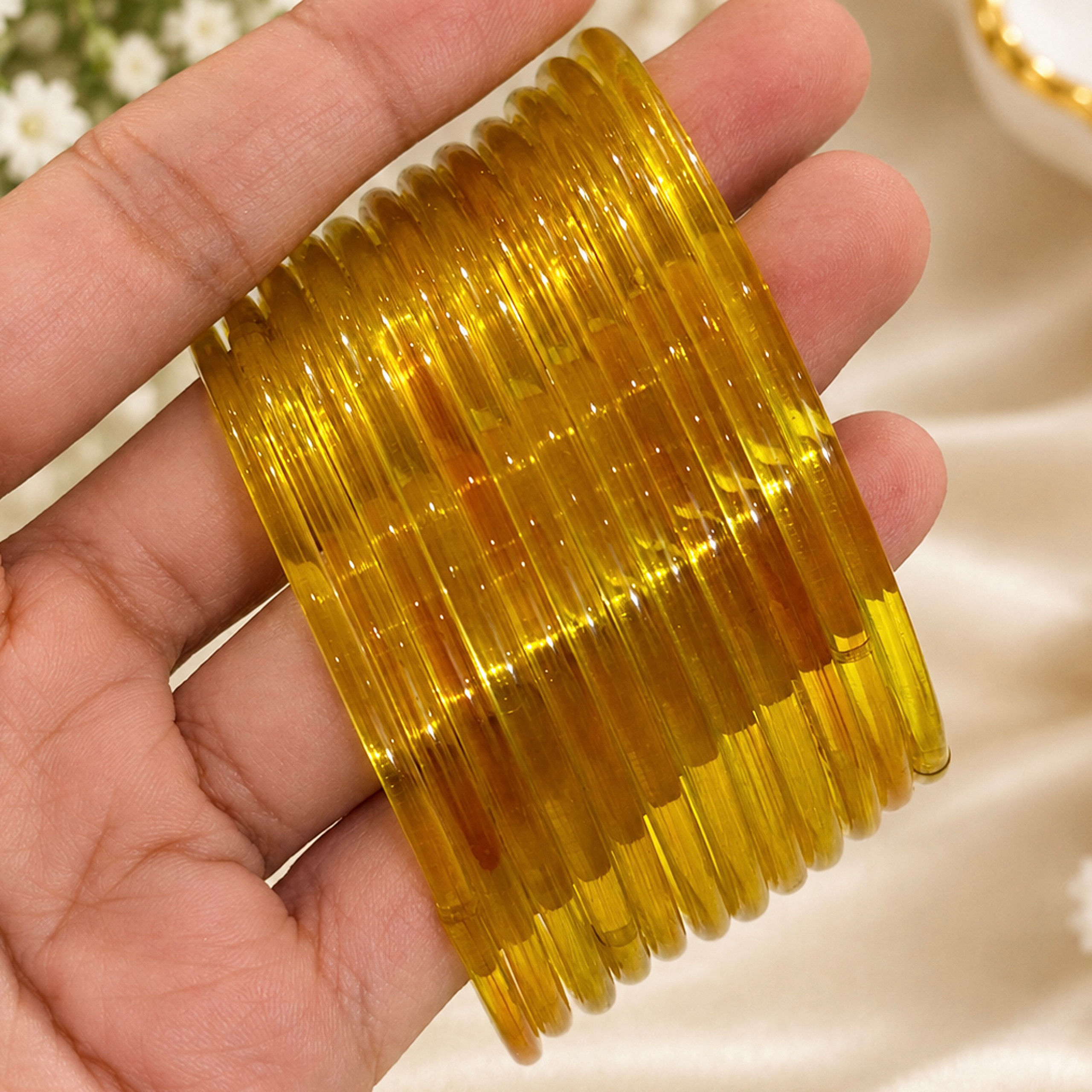 Yellow jelly bangles (12 bangles)