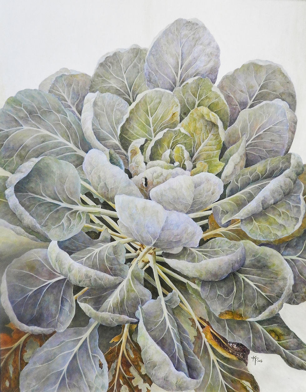 Brussels Sprouts, acrylic on gesso board, Katie Lee; image courtesy of the publisher.