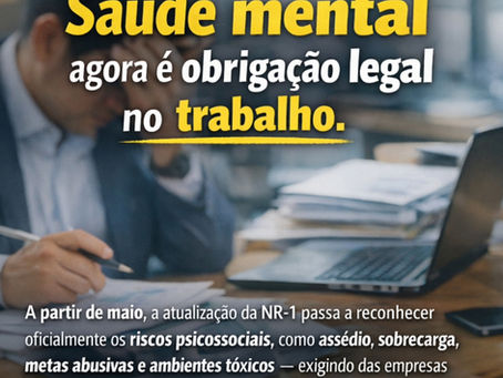 Saúde mental no trabalho agora é obrigação legal