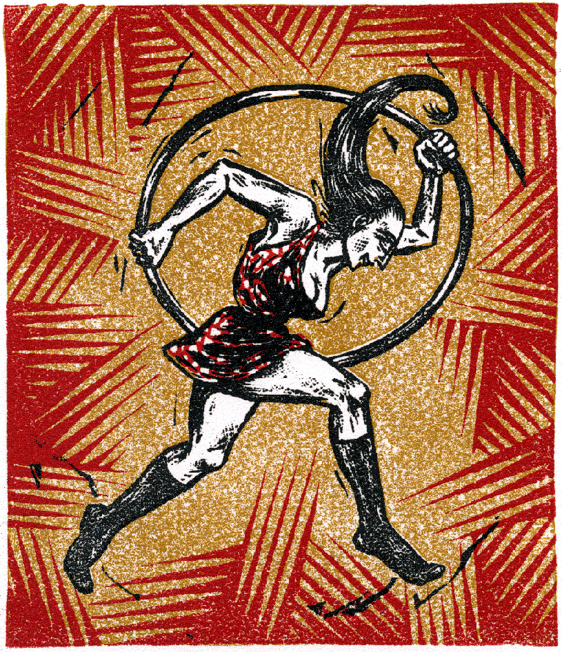 linogravure, gymnaste