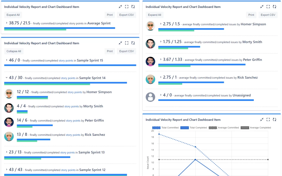 Individual Velocity Report/Chart Gadget
