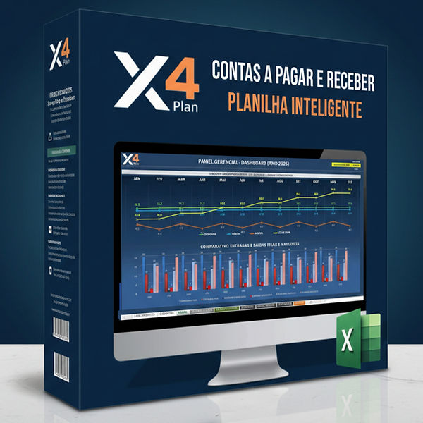Controle de Contas a Pagar e a Receber – Planilha Inteligente X4Plan — planilha profissional X4Plan