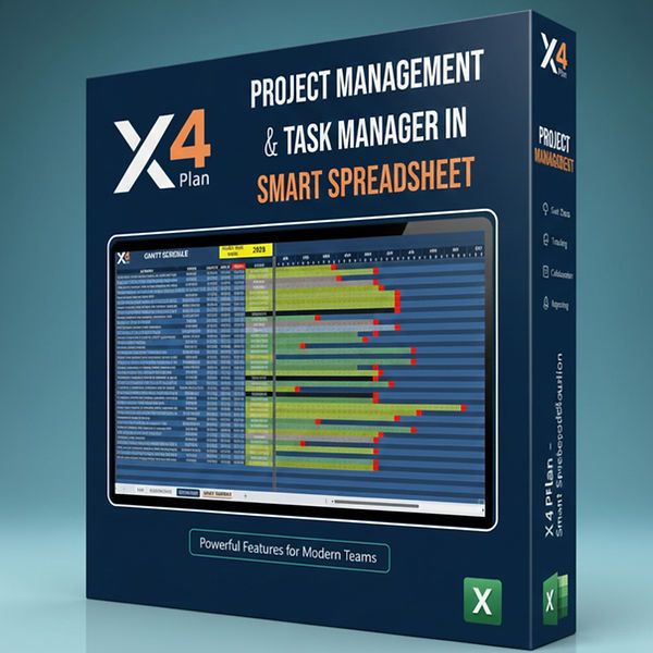 Smart Project Management Spreadsheet Excel Gantt Chart Dashboard Template X4Plan — planilha profissional X4Plan
