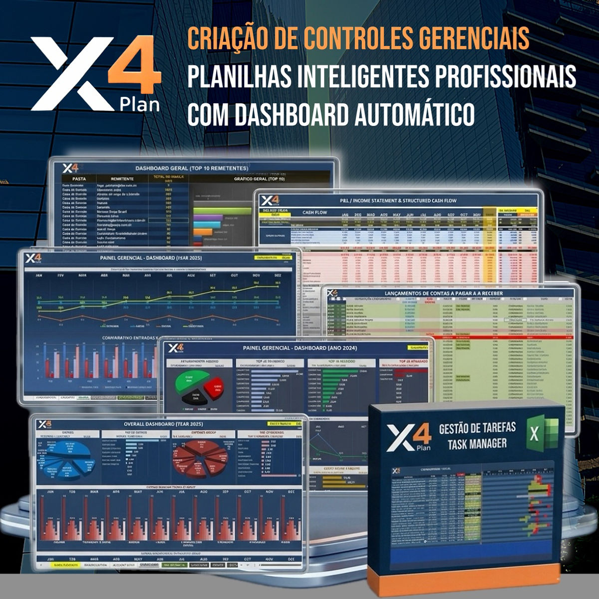 X4Plan Criacao de Planilhas e Controles Gerenciais Inteligentes Personalizados — planilha profissional X4Plan