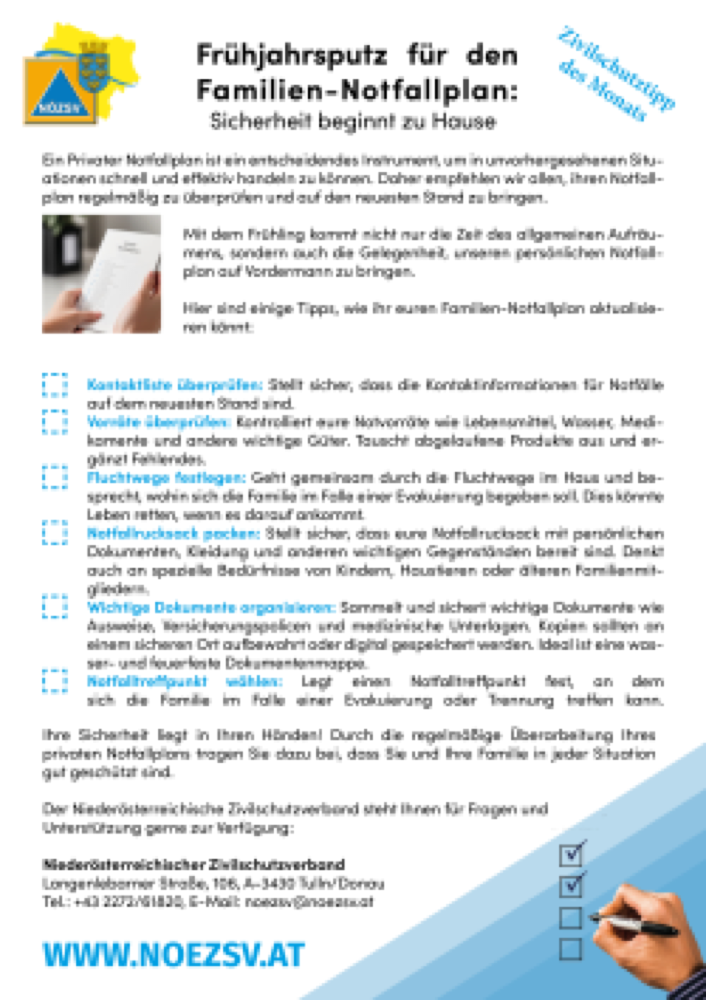 Vorschau: Pressekit - Frühjahrsputz für den Notfallplan