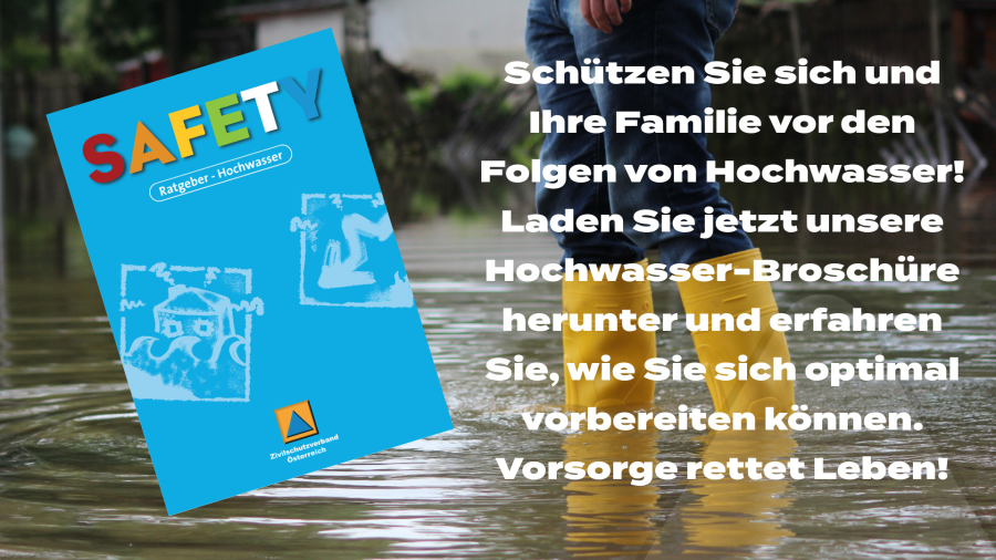 Hochwasser. Schützen Sie sich und Ihre Familie – Informationen zur Vorbereitung.