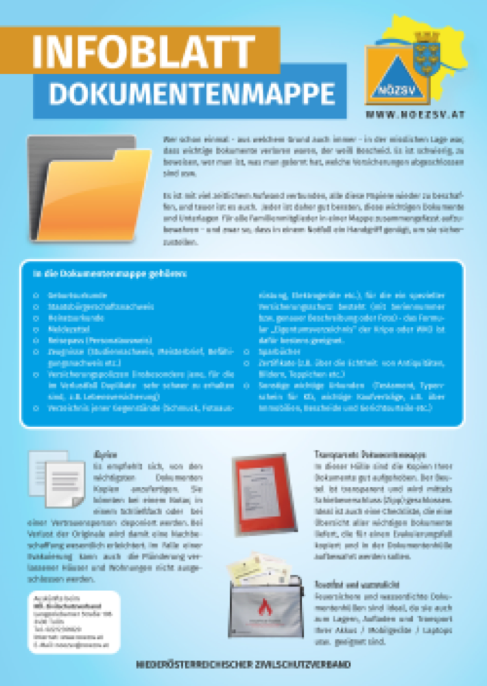 Vorschau: Infoblatt Notgepäck und Dokumentenmappe