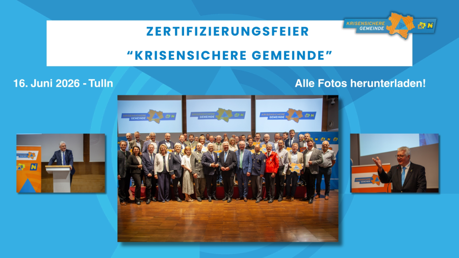 Krisensichere Gemeinde. Rückblick: Zertifizierungsfeier am 16. Juni 2026 in Tulln.