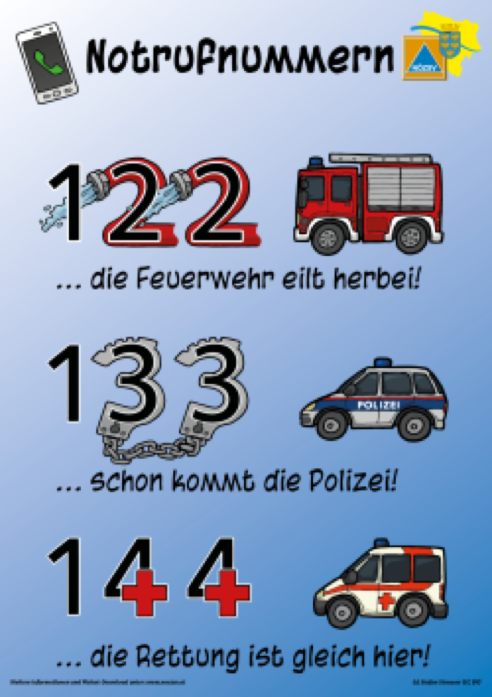 Vorschau: Notrufnummern für Kinder