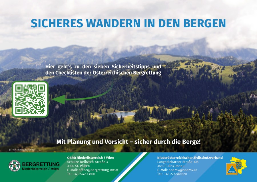 Sicheres Wandern in den Bergen. Sieben Sicherheitstipps und Checkliste der Bergrettung.