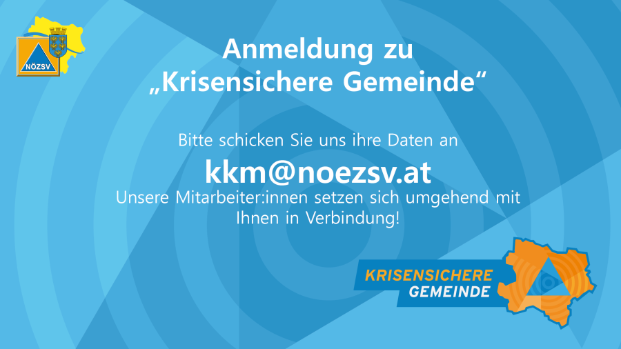 Krisensichere Gemeinde: Anmeldung. Kontakt: kkm@noezsv.at. Die Mitarbeiterinnen und Mitarbeiter melden sich bei Ihnen.
