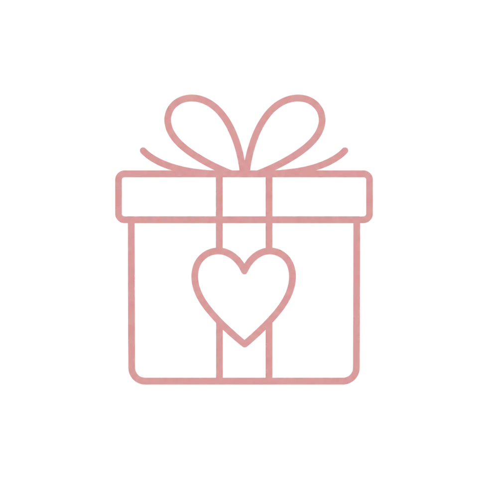 Gift box with heart representing thoughtful gifts for new moms