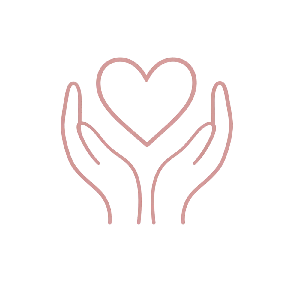 Hands holding a heart representing support for new moms